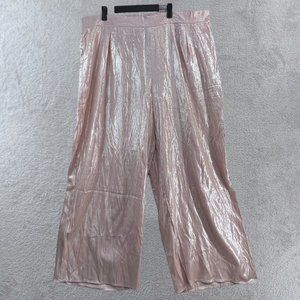 ELOQUII Pants Womens Plus 22 Pink Shimmer Wide Leg Dressy Metallic Sheen